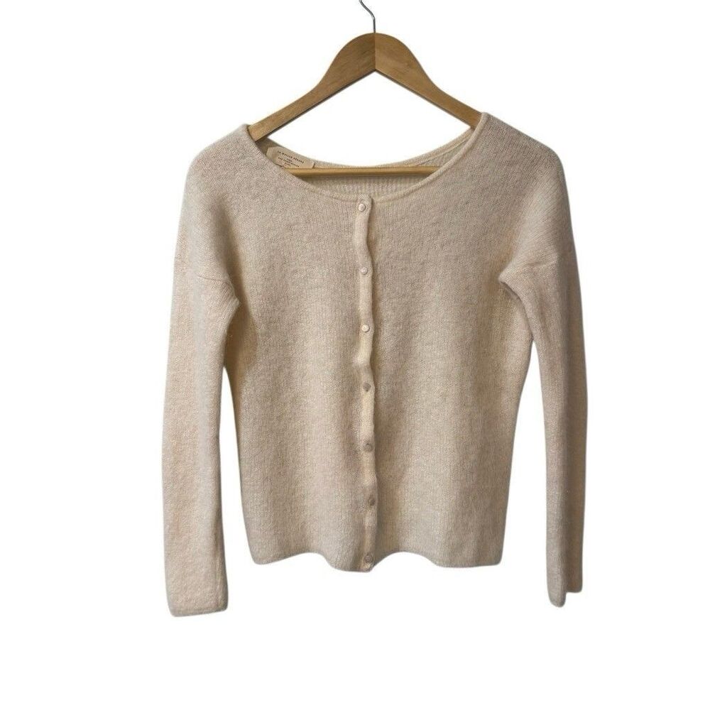 Sezane Soft Cream Button-Up Cardigan